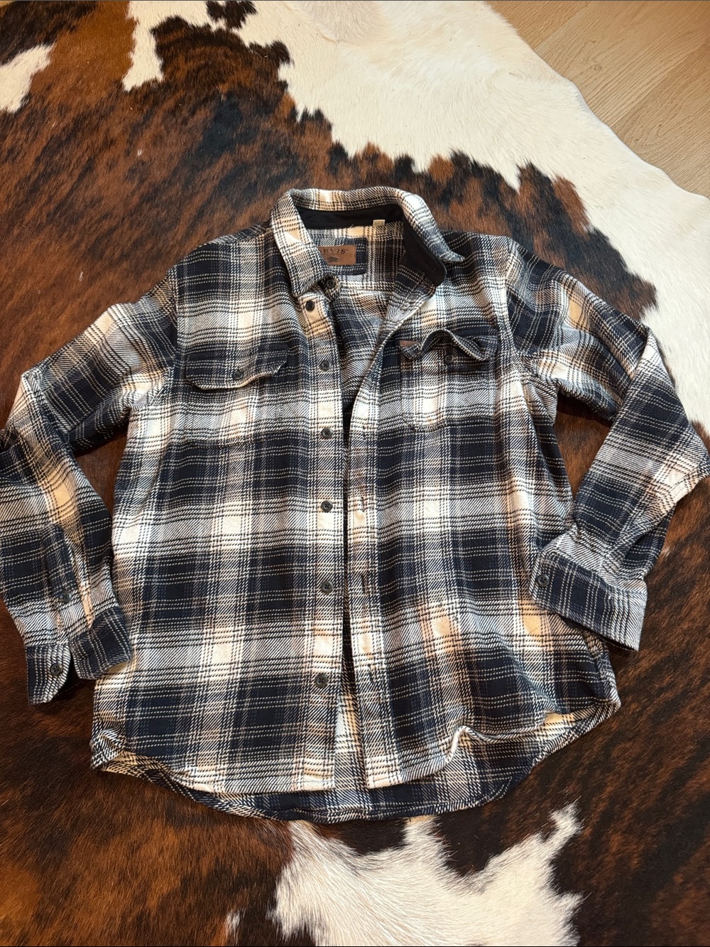 Orvis Black & Cream Plaid Button-Down Shirt for Kids